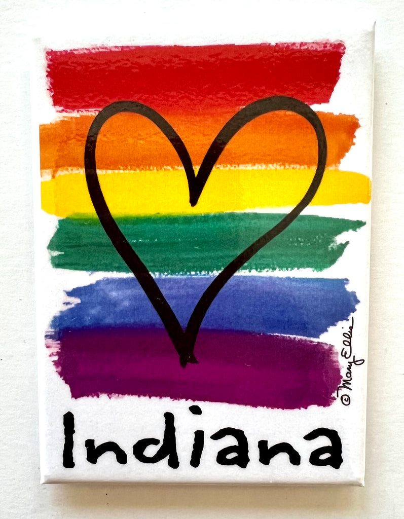 Indiana Rainbow Heart Magnet