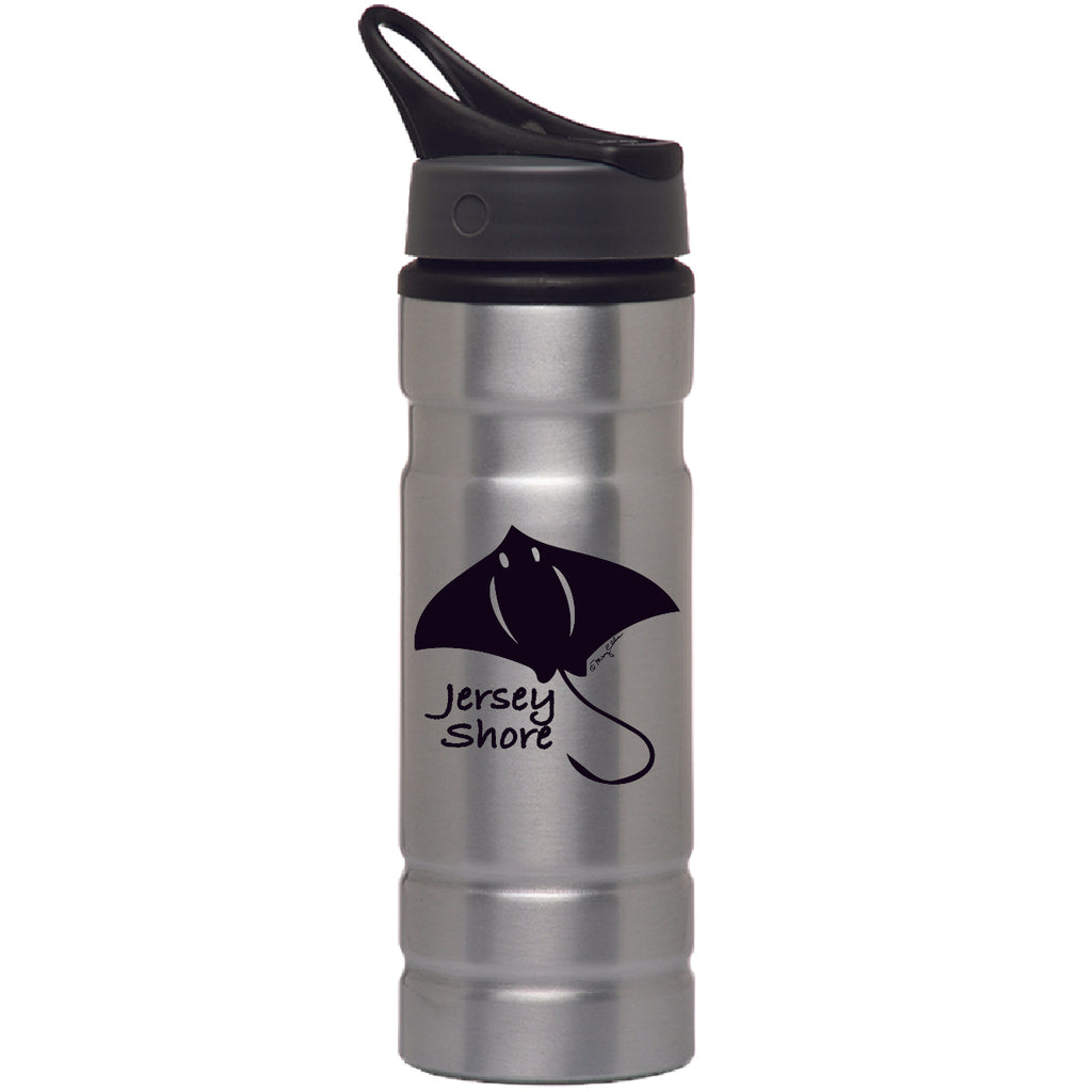 New Jersey Shore Water Bottle Silver Stingray Aluminum 27 Oz