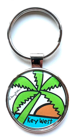 Key West Florida Keychain Palm Sunset