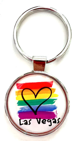 Las Vegas Rainbow Heart Keychain