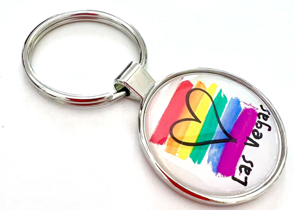 Las Vegas Rainbow Heart Keychain