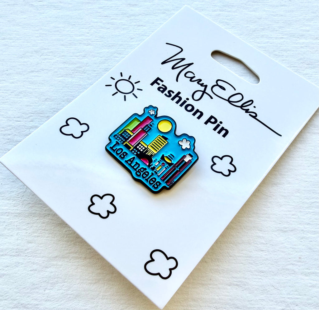 Los Angeles Skyline Enamel Lapel Pin City Souvenir