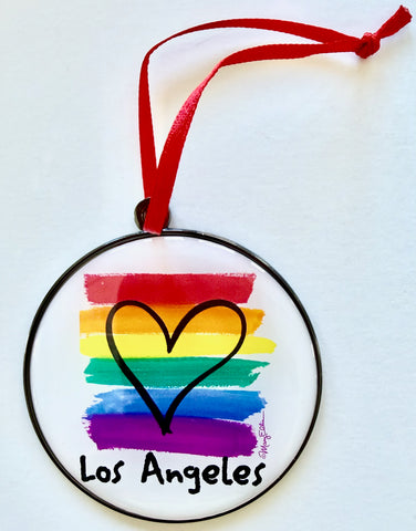 Los Angeles Christmas Ornament Rainbow Pride