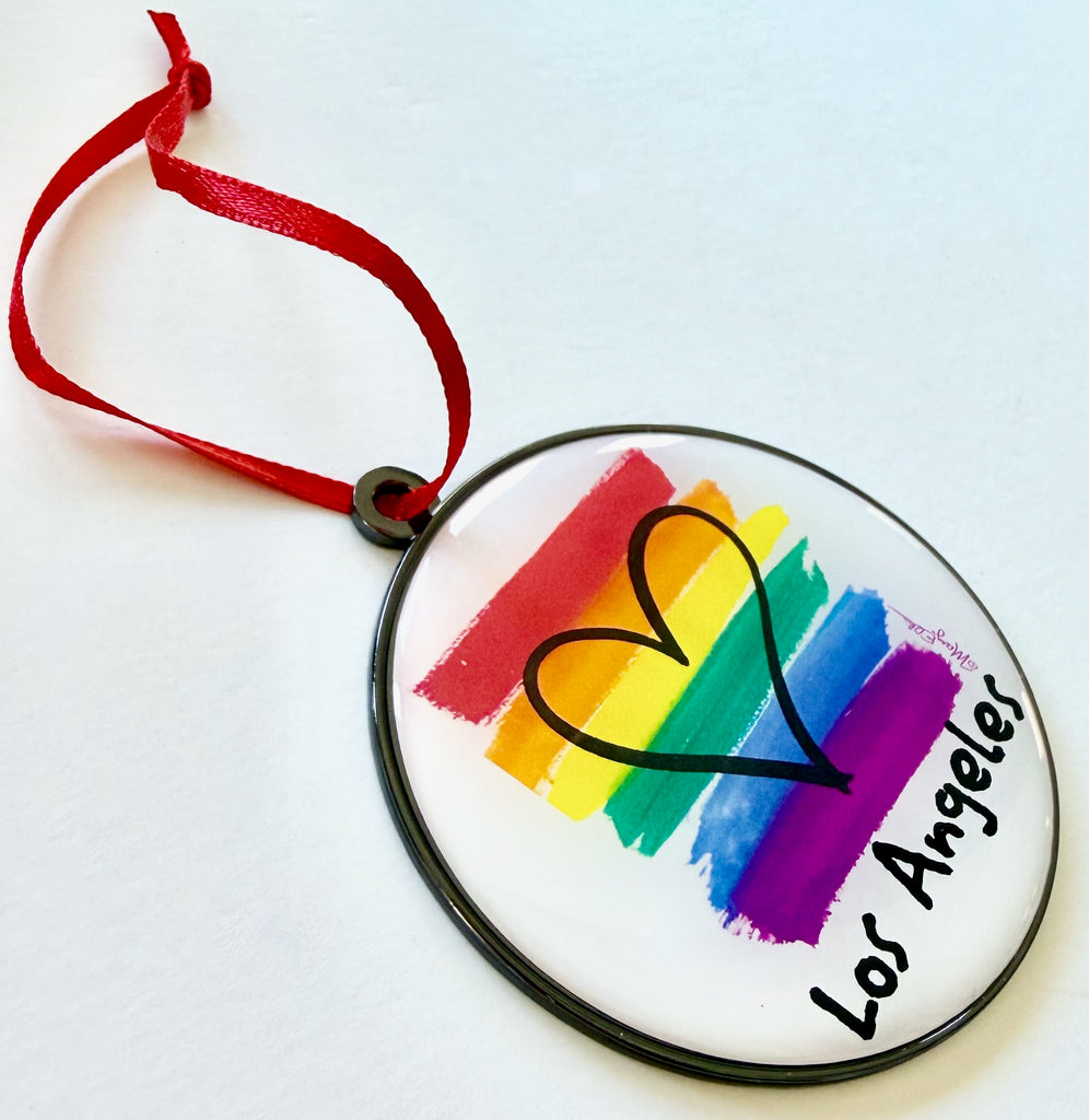 Los Angeles Christmas Ornament Rainbow Pride