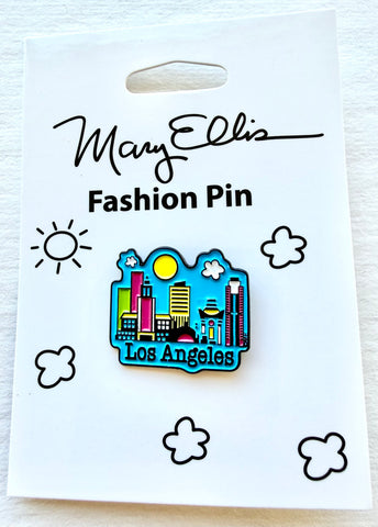 Los Angeles Skyline Enamel Lapel Pin City Souvenir