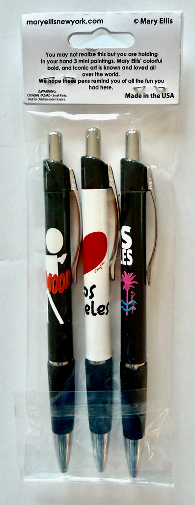 Los Angeles Pen Set Palms, Heart, Hollywood Camera