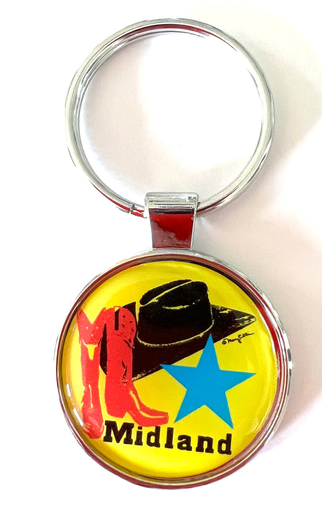 Midland Texas Keychain Boots Cowboy Hat