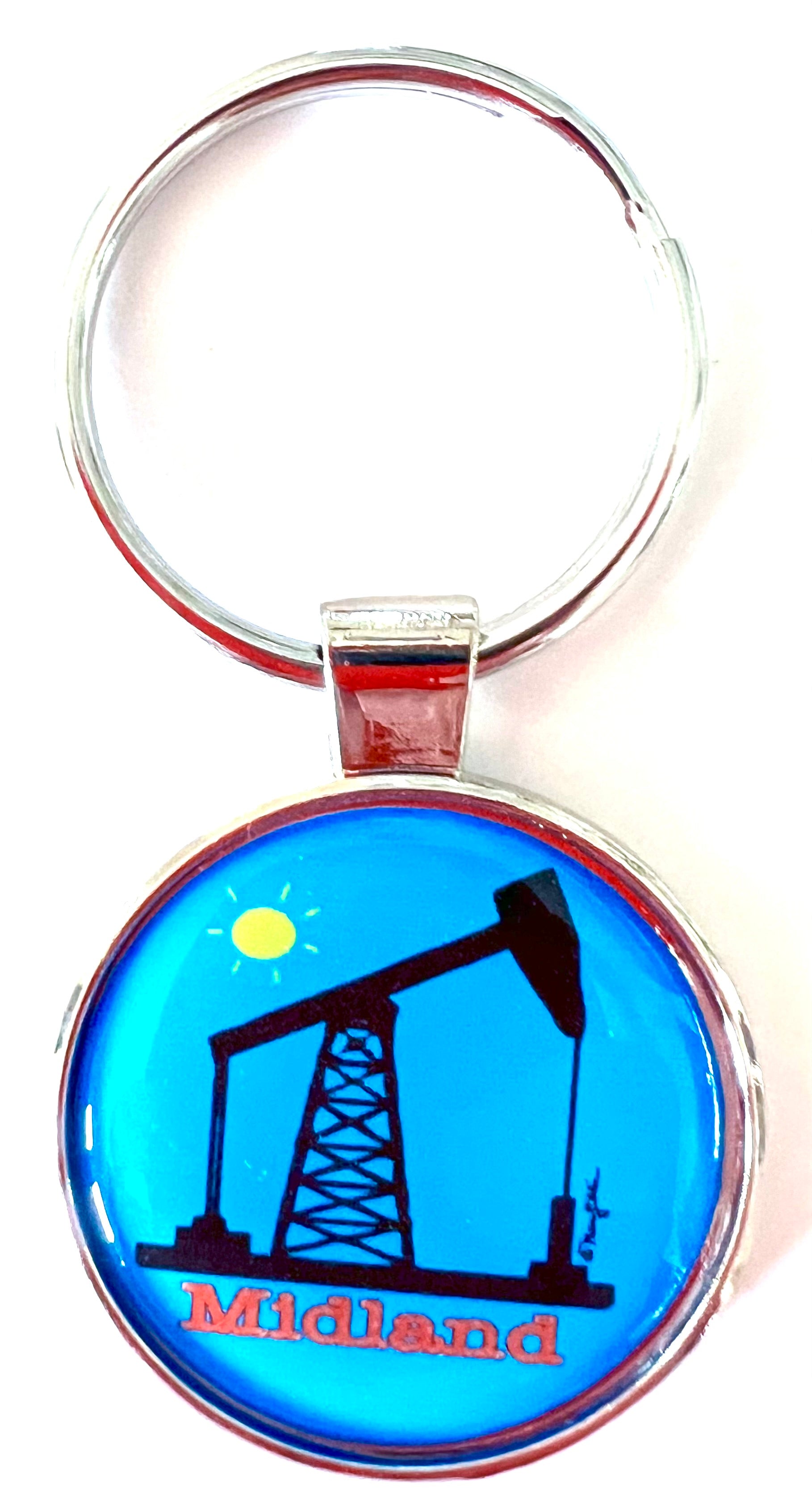 Land Oil Rig Key Chain Dallas Texas Magnet Night Skyline - Fifth Avenue Manufacturers