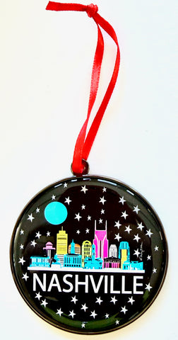 Nashville Christmas Ornament Night Skyline