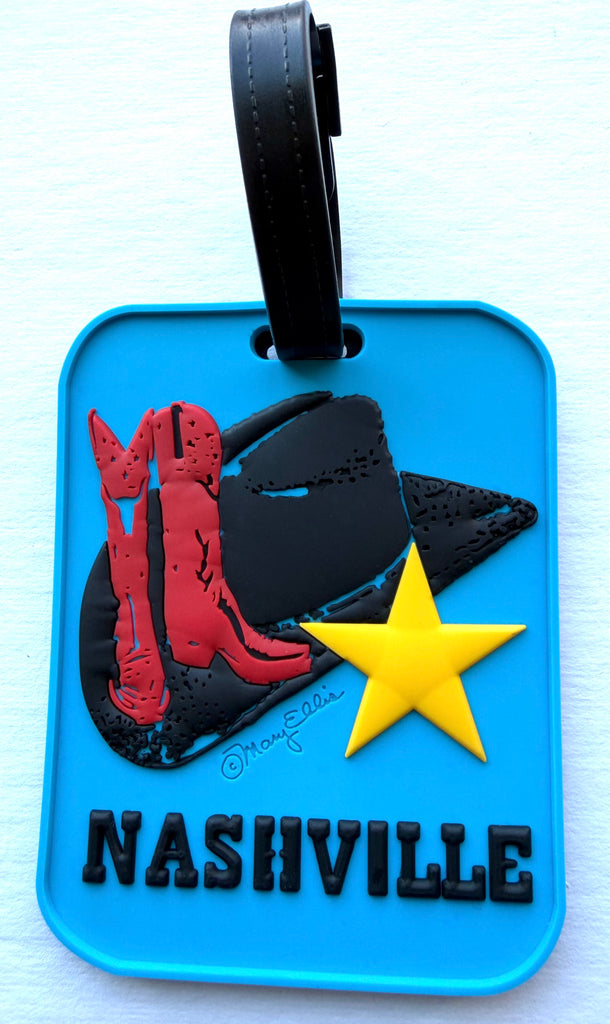 Nashville Cowboy Hat and Boots Souvenir 3-D Luggage Tag