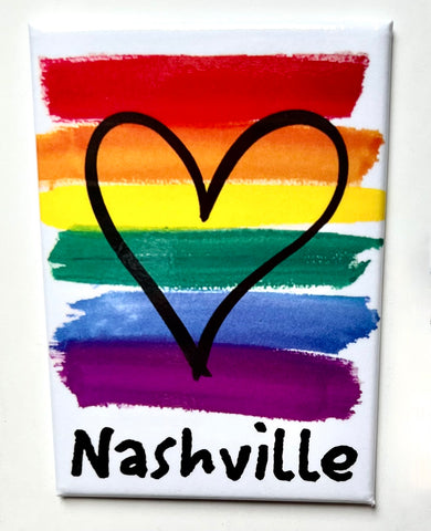 Nashville Tennessee Magnet Rainbow Heart Pride