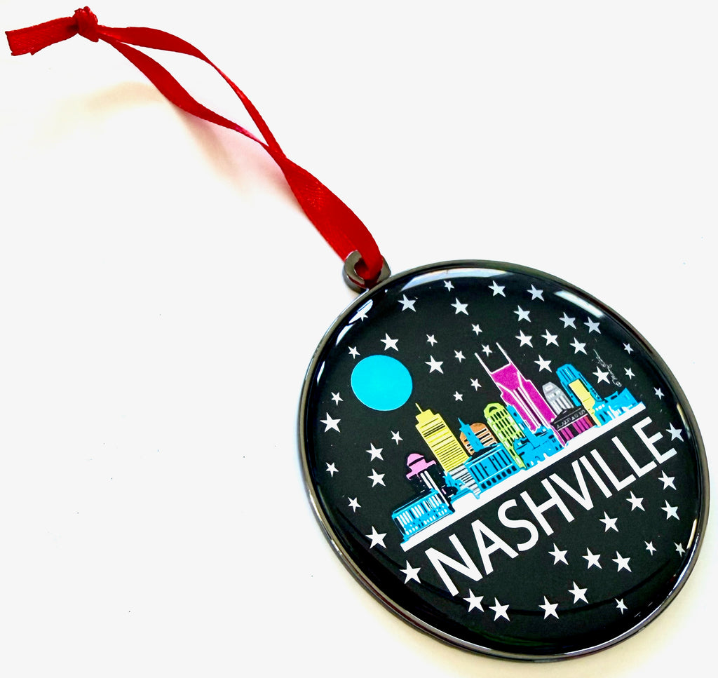 Nashville Christmas Ornament Night Skyline