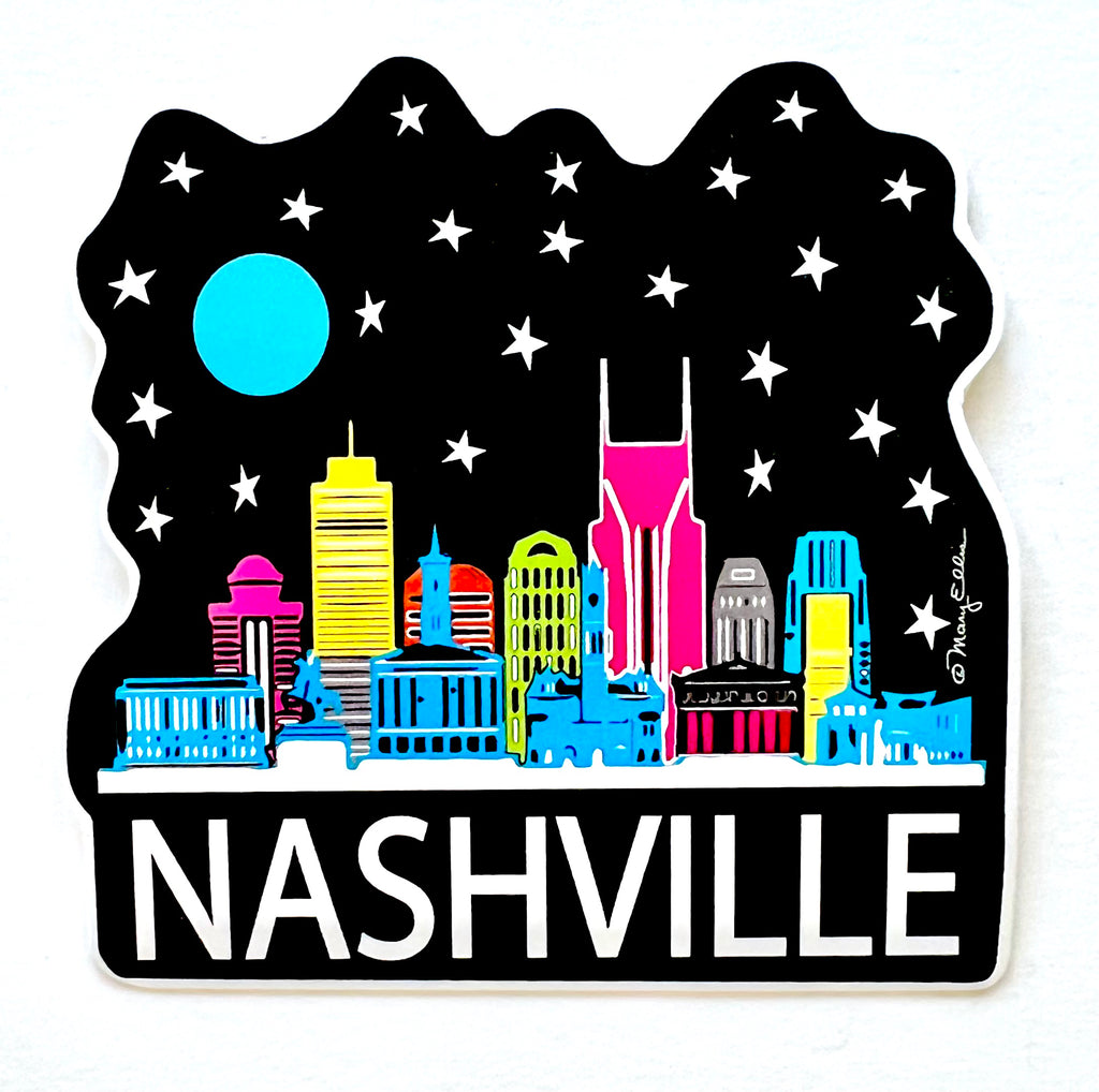 Nashville Tennessee Sticker Night Skyline
