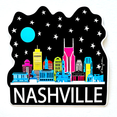 Nashville Tennessee Sticker Night Skyline