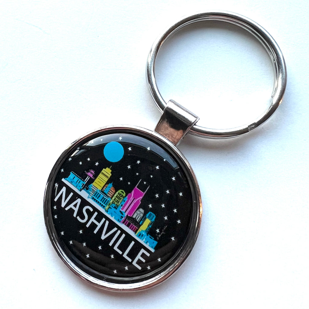 MaryEllisNewYork New York Keychain Metal New York Big Apple Souvenir Gift Key Ring Steel Backing Art by Mary Ellis