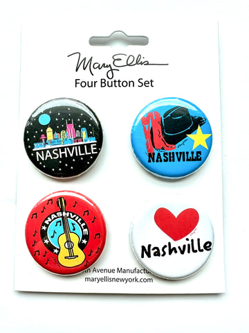Nashville Set of 4 Mini Buttons