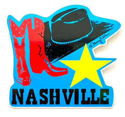 Nashville Cowboy Hat Boots Sticker