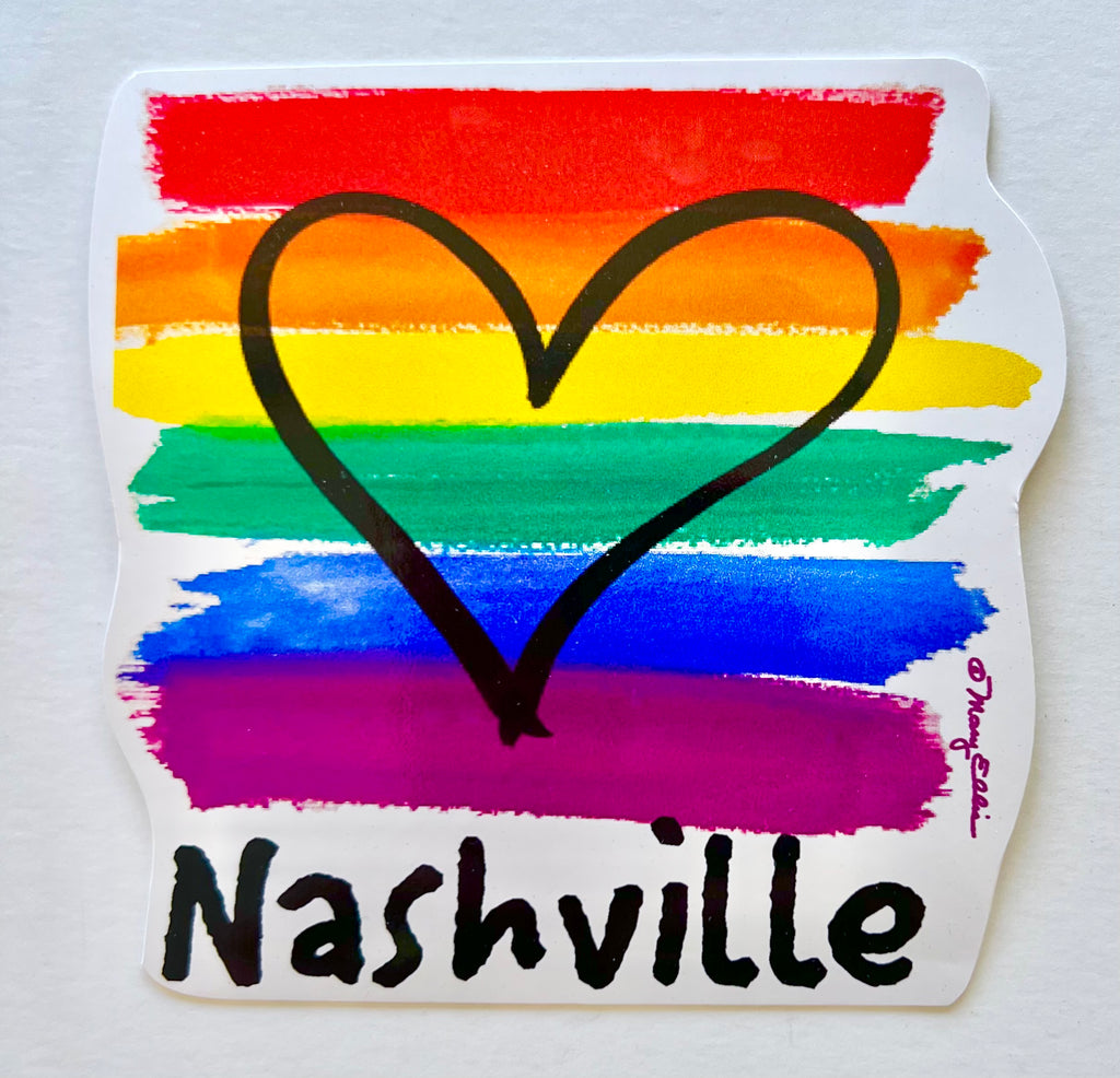 Nashville Tennessee Rainbow Heart Sticker