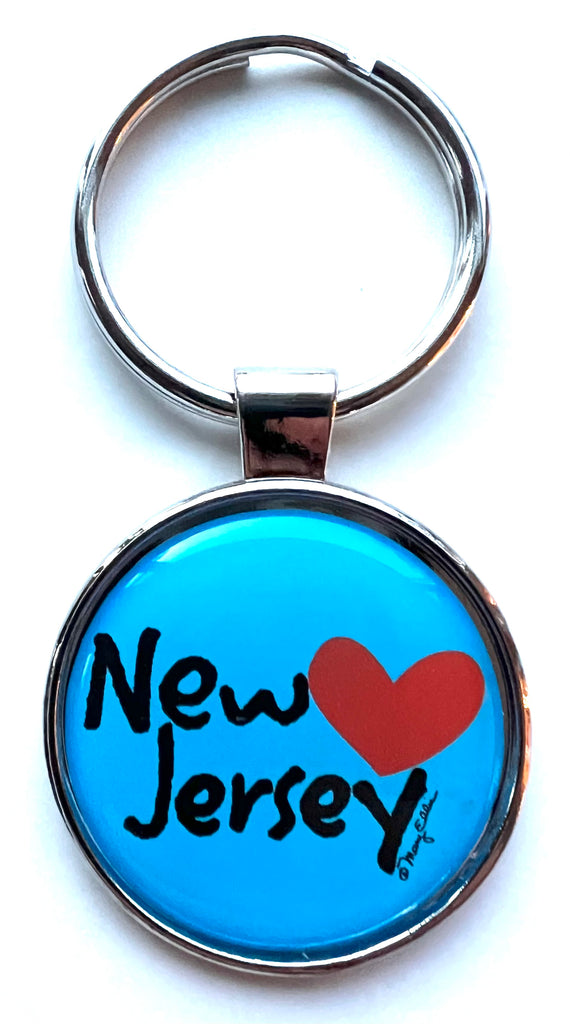 New Jersey Keychain Heart Love Blue