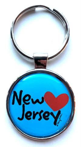 New Jersey Keychain Heart Love Blue
