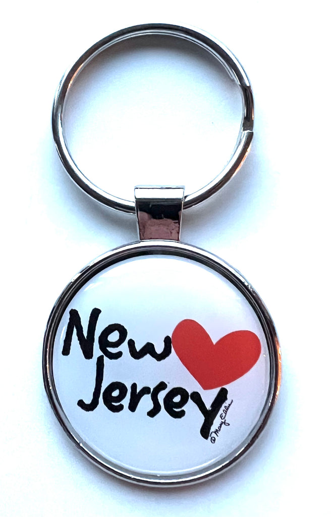 New Jersey Keychain Heart Love White