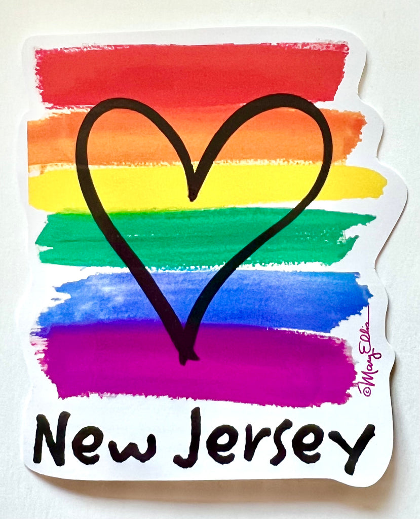 New Jersey Rainbow Heart Sticker
