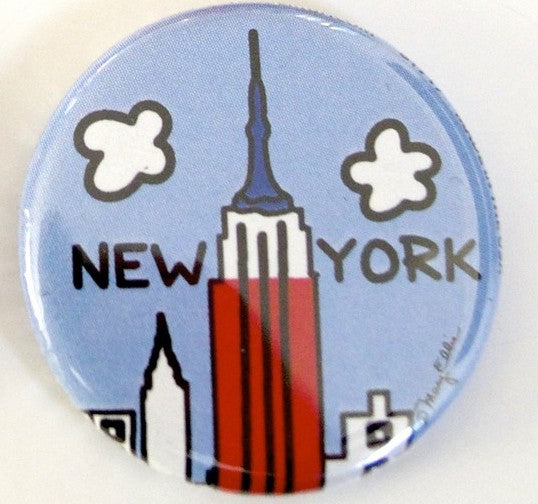 New York Patriotic Skyline Button