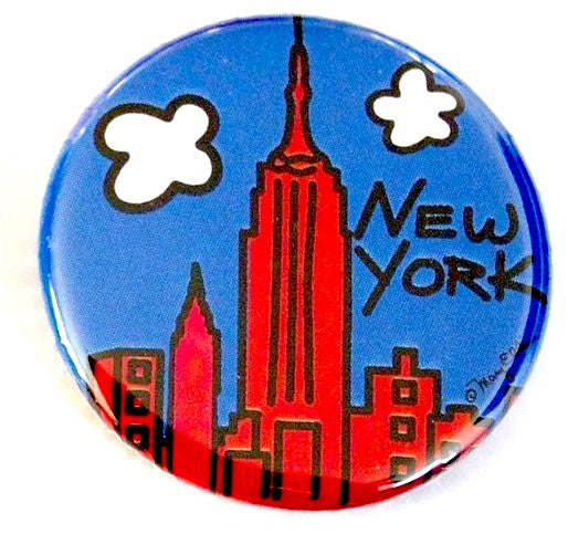 New York Red Skyline Button