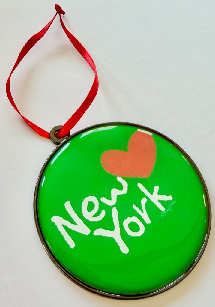 New York Christmas Holiday Dome Ornament Heart