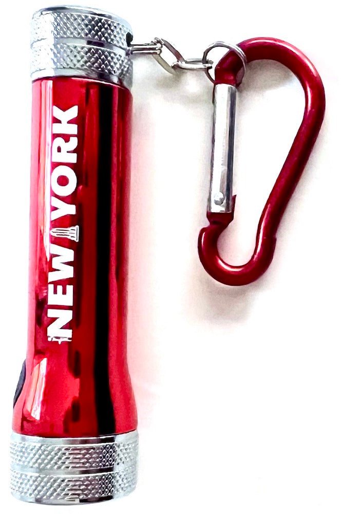 New York Mini Flashlight With Carabiner NY Empire Red