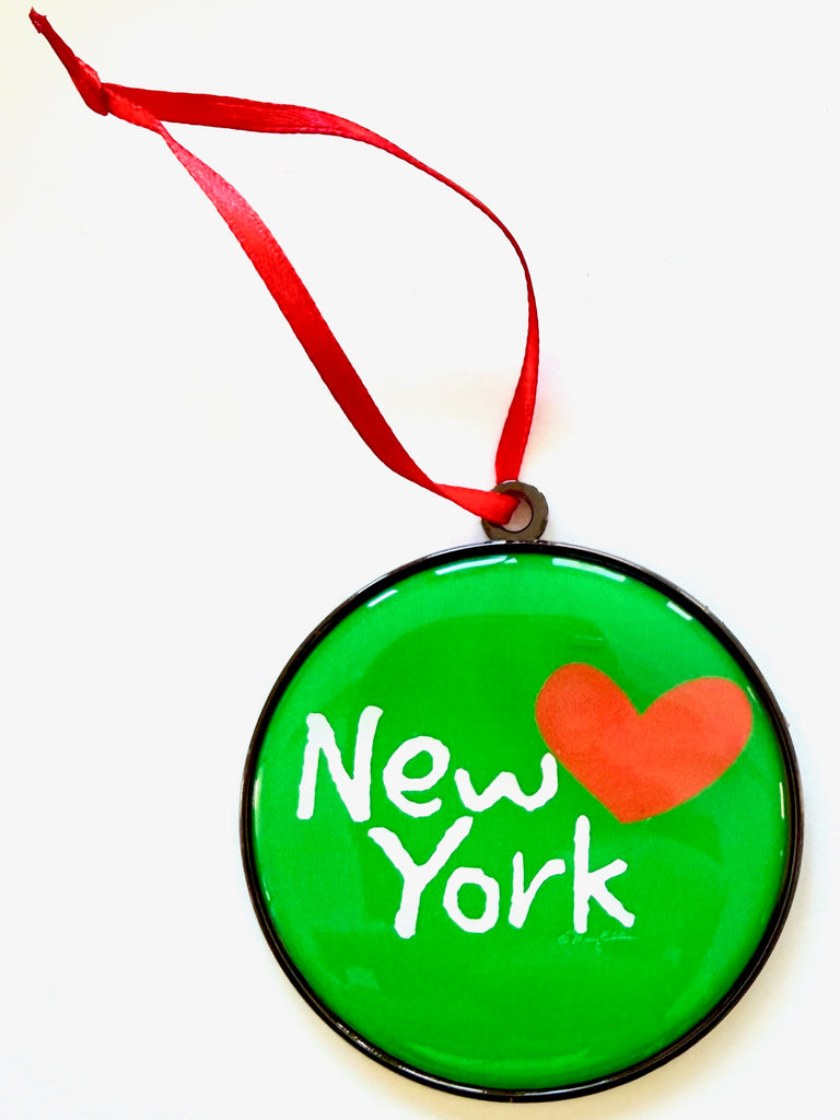 New York Christmas Holiday Dome Ornament Heart