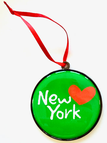 New York Christmas Holiday Dome Ornament Heart