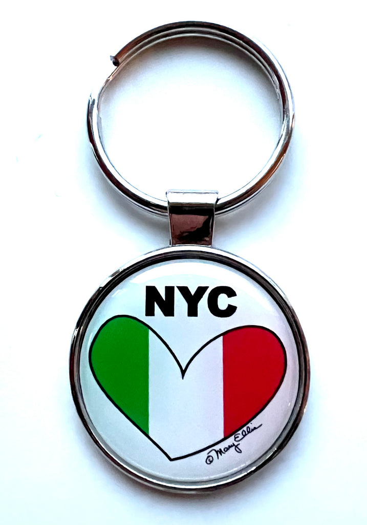 New York Keychain NYC Loves Italy Flag Heart