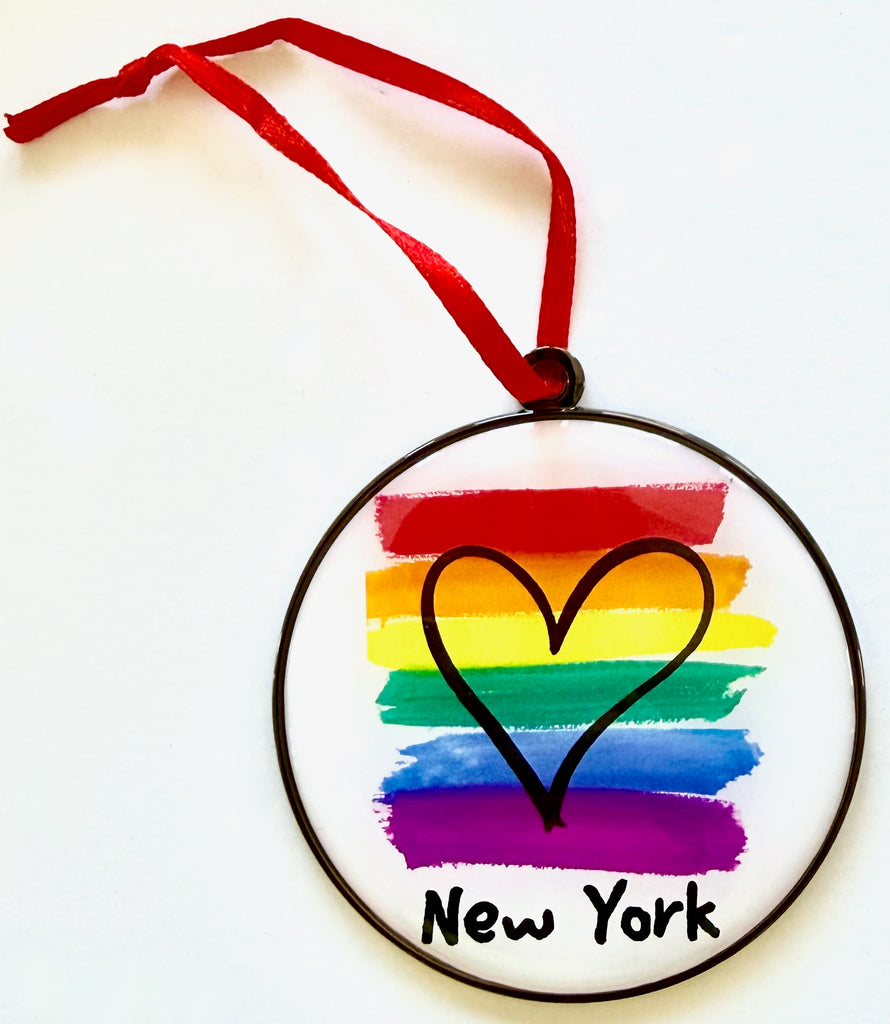 New York Christmas Holiday Ornament Rainbow Pride