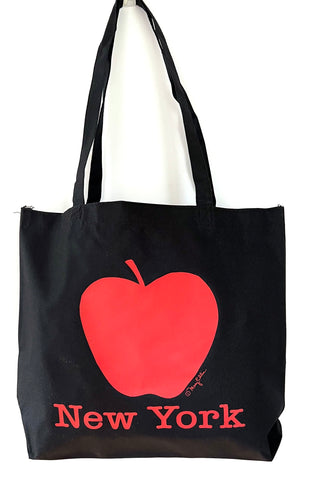 New York Tote Shopping Bag Black with Red Big Apple