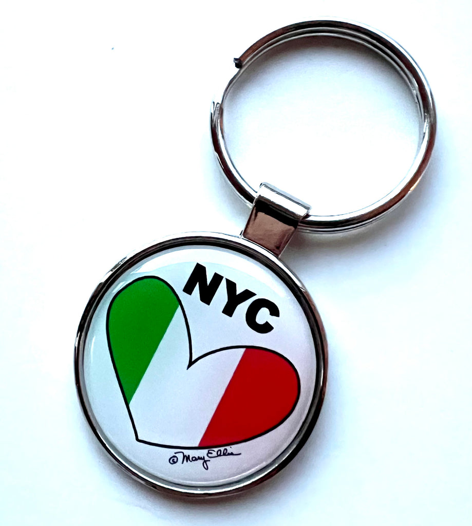 New York Keychain NYC Loves Italy Flag Heart