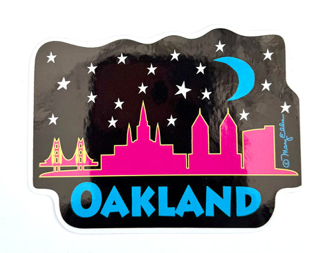 Oakland California Night Skyline Sticker
