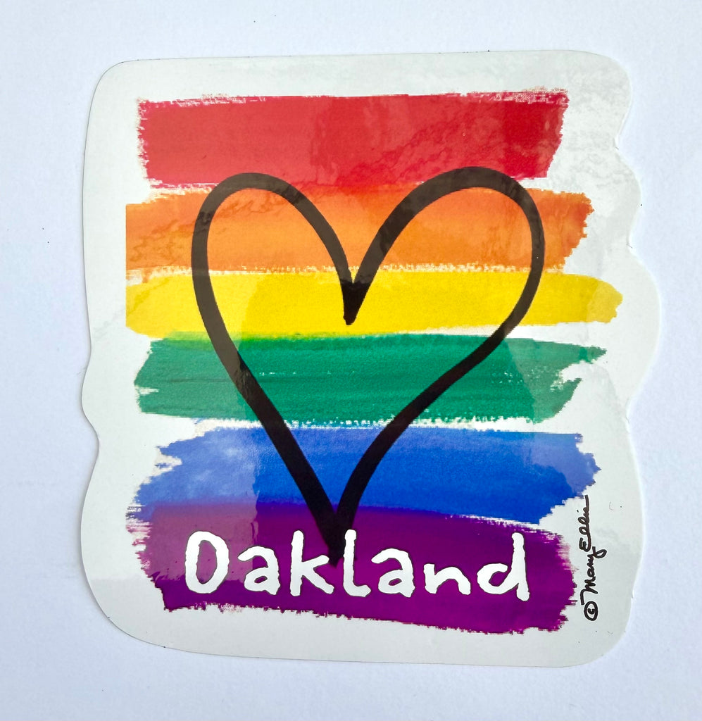 Oakland California Rainbow Heart Sticker