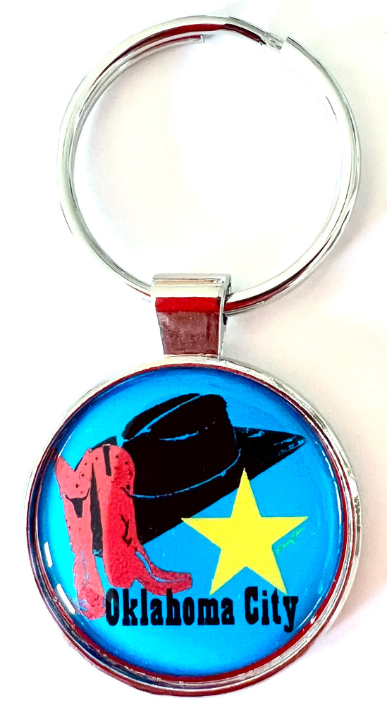 Oklahoma City Oklahoma Keychain Boots Cowboy Hat