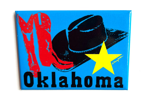 Oklahoma Hat Boots Star Magnet