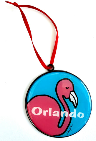 Orlando Florida Flamingo Christmas Ornament