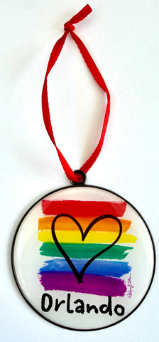 Orlando Florida Rainbow Pride Christmas Ornament