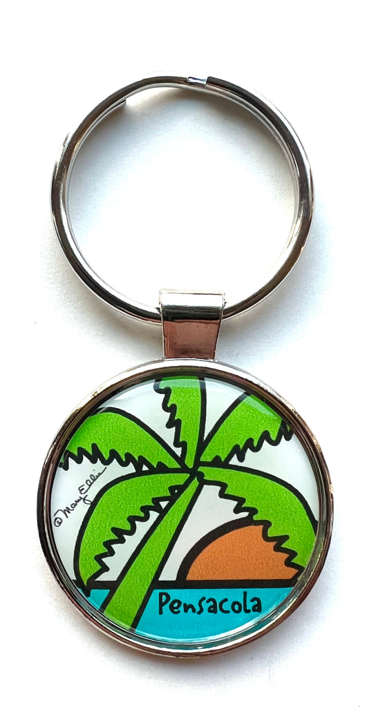 Pensacola Florida Keychain Palm Tree Sunset