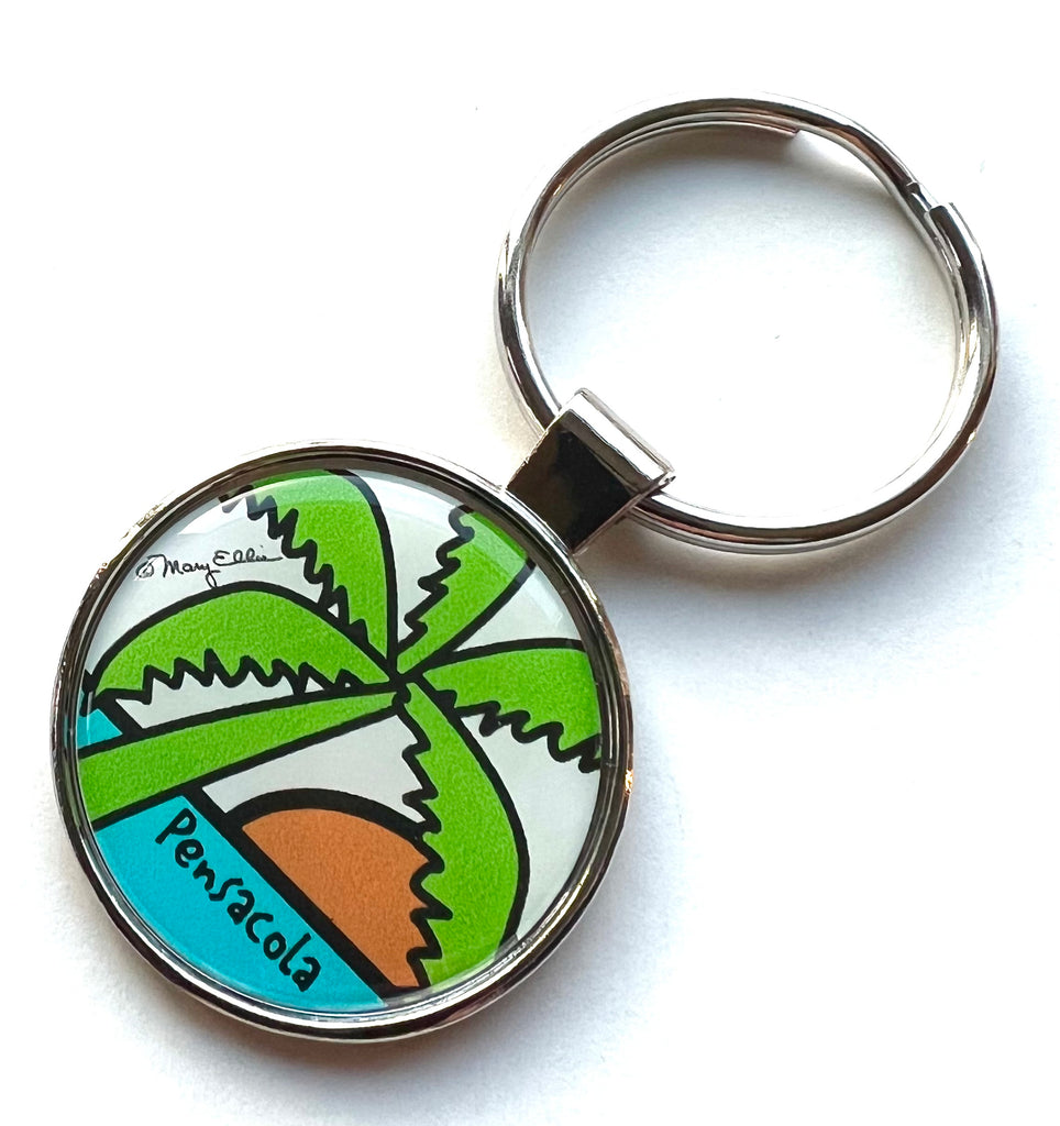 Pensacola Florida Keychain Palm Tree Sunset