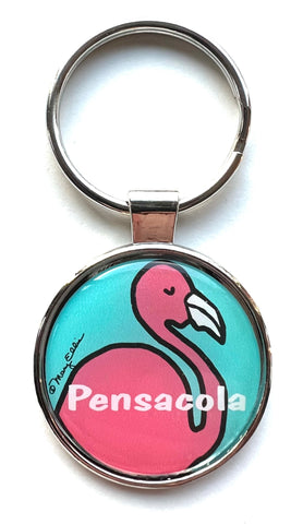 Pensacola Florida Keychain Flamingo