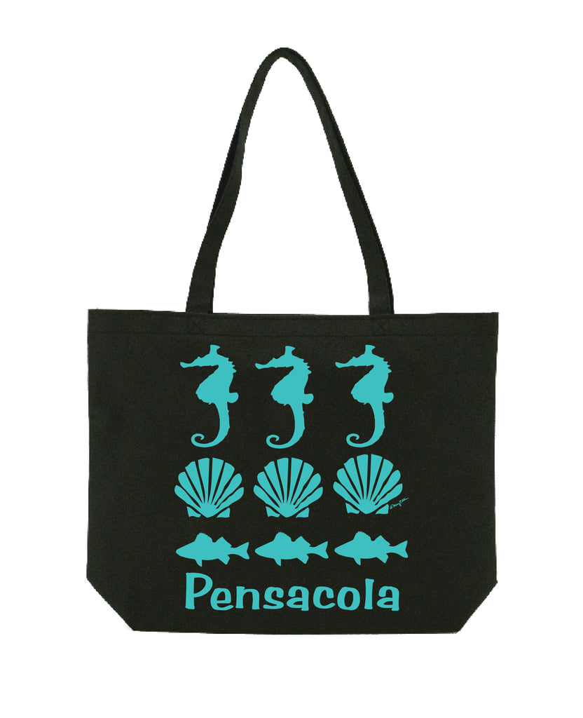 Pensacola Florida Tote Shopping Bag Black Seashore