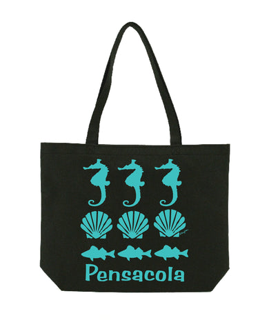 Pensacola Florida Tote Shopping Bag Black Seashore