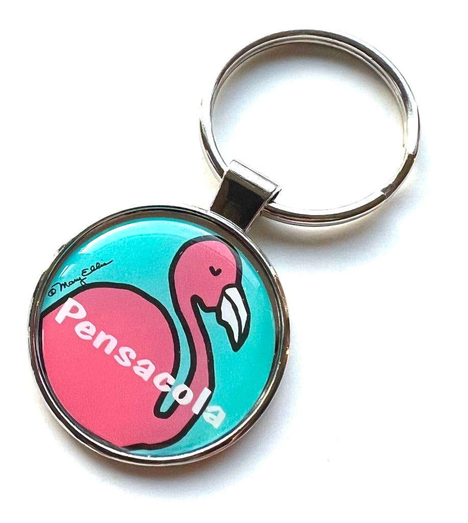 Pensacola Florida Keychain Flamingo