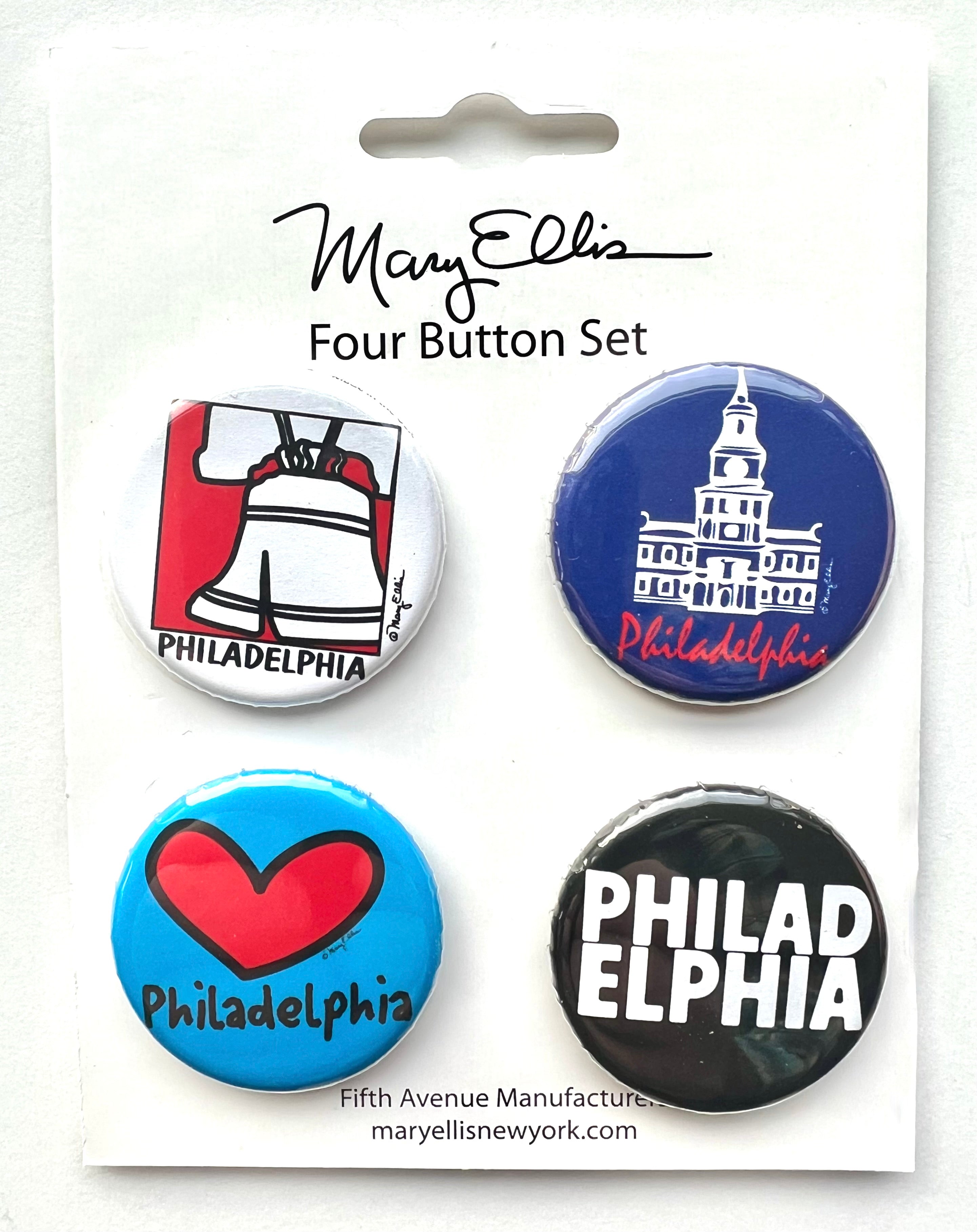 Philadelphia Mini Button Set of 4 - Fifth Avenue Manufacturers
