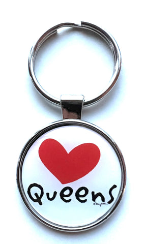 Queens New York Keychain Heart